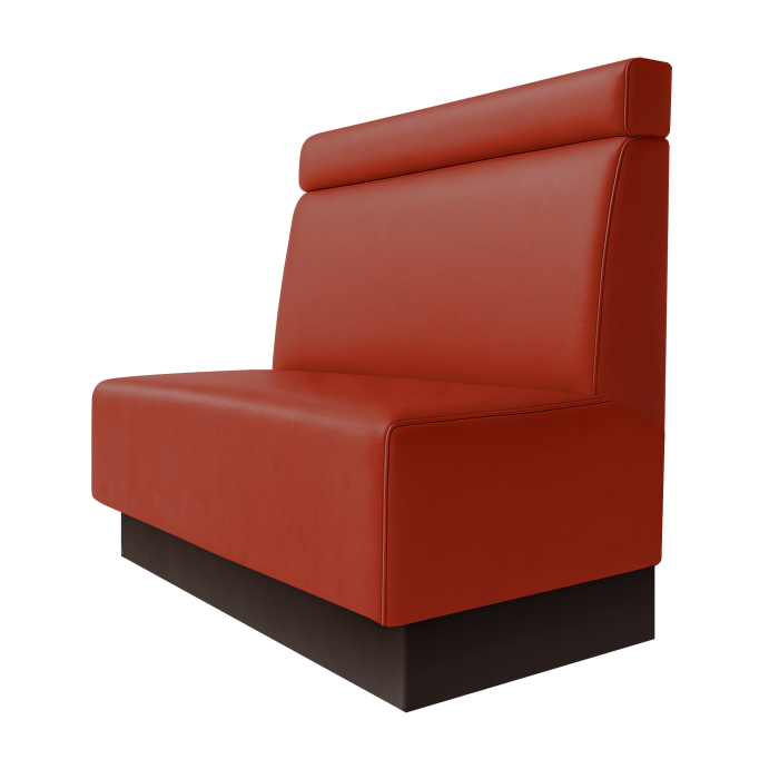 Schmidt | Gastrobank | B:H 100 x 100 cm | Rot | Glatt + Kopfteil | Leder | Fußleiste Braun
