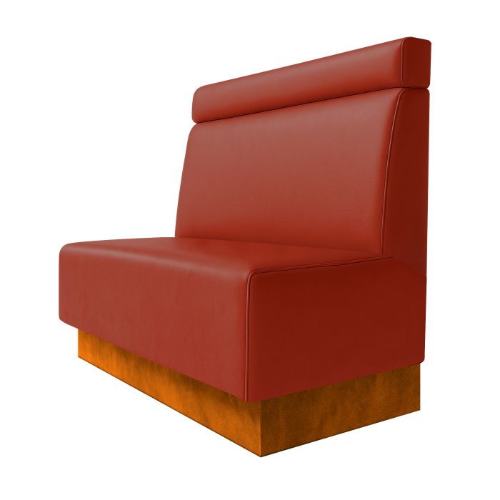 Schmidt | Gastrobank | B:H 100 x 100 cm | Rot | Glatt + Kopfteil | Leder | Fußleiste Orange
