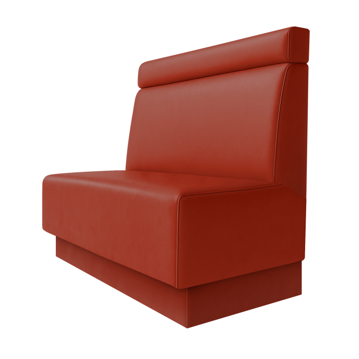 Schmidt | Gastrobank | B:H 100 x 100 cm | Rot | Glatt + Kopfteil | Leder | Fußleiste Rot