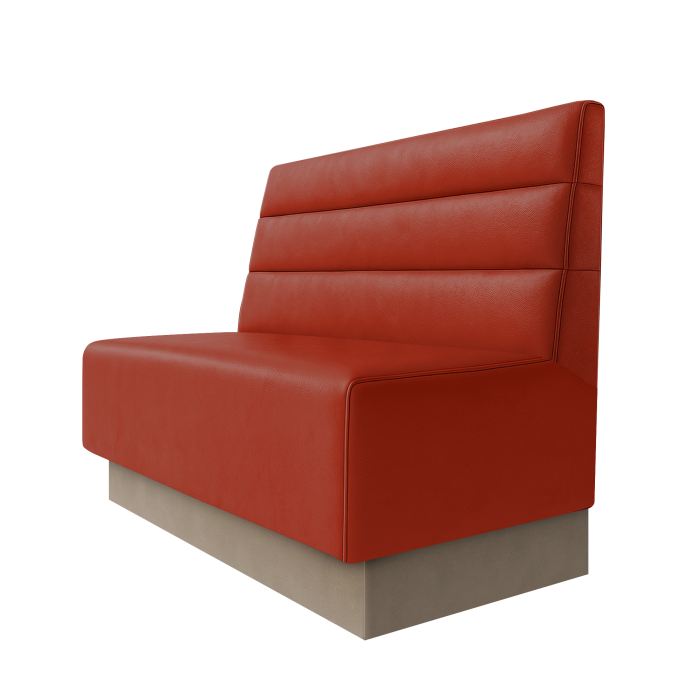 Schmidt | Gastrobank | B:H 100 x 100 cm | Rot | Horizontal Gestreift | Leder | Fußleiste Taupe