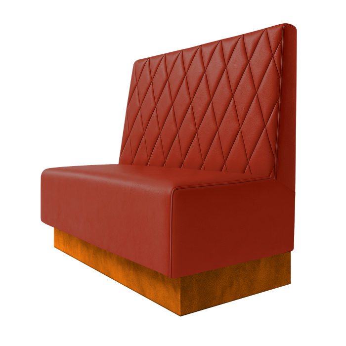Schmidt | Gastrobank | B:H 100 x 100 cm | Rot | Raute | Leder | Fußleiste Orange