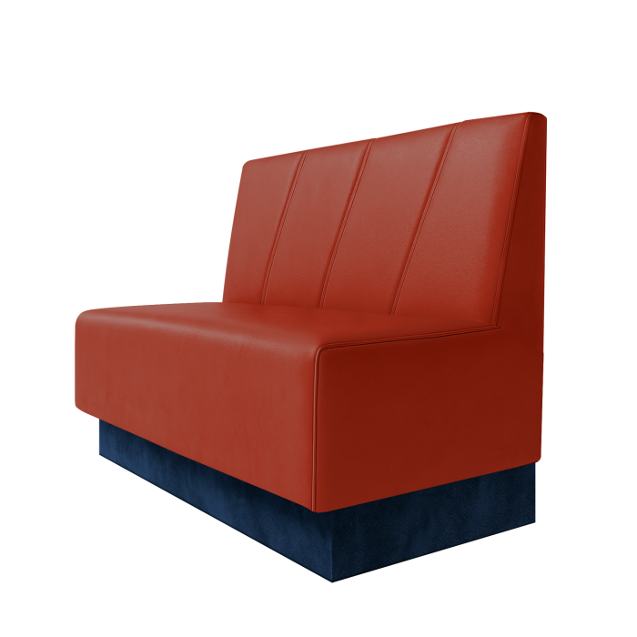 Schmidt | Gastrobank | B:H 100 x 100 cm | Rot | Schräg Gestreift | Leder | Fußleiste Blau