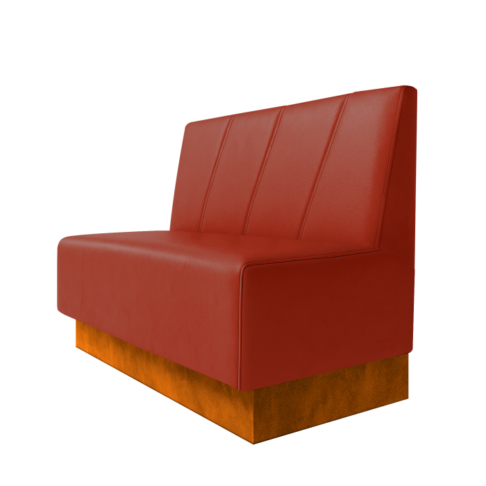 Schmidt | Gastrobank | B:H 100 x 100 cm | Rot | Schräg Gestreift | Leder | Fußleiste Orange
