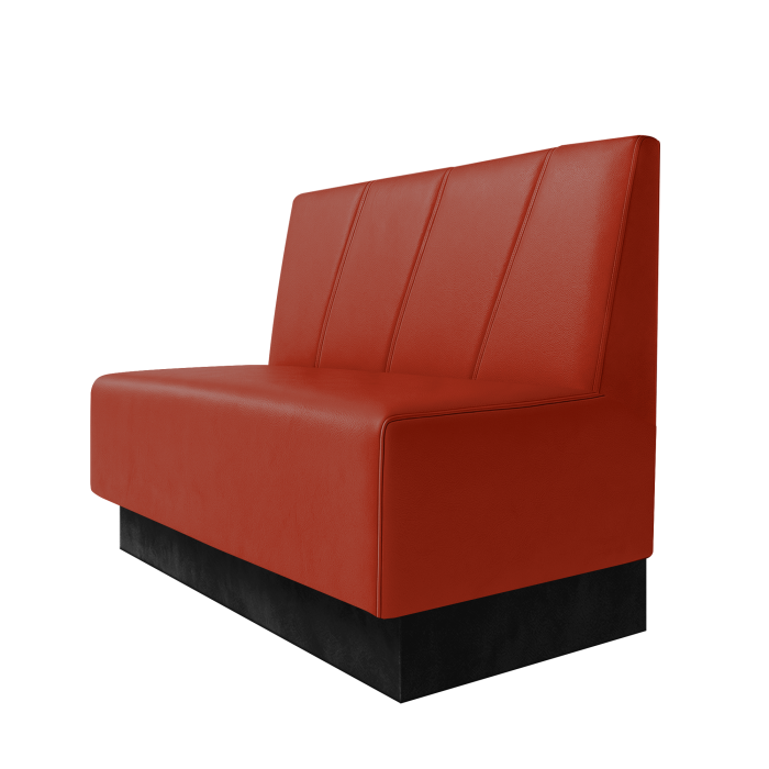 Schmidt | Gastrobank | B:H 100 x 100 cm | Rot | Schräg Gestreift | Leder | Fußleiste Schwarz