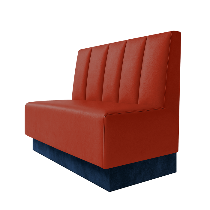 Schmidt | Gastrobank | B:H 100 x 100 cm | Rot | Tief Gestreift | Leder | Fußleiste Blau