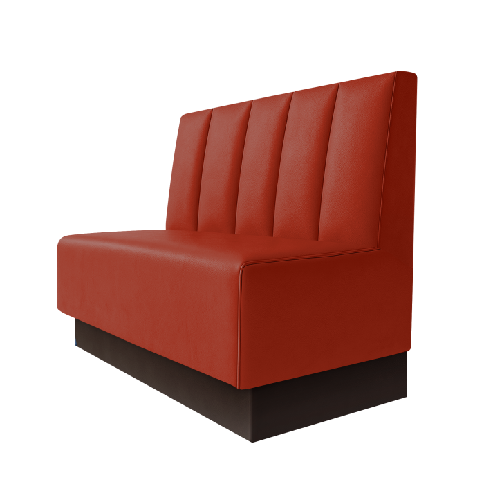 Schmidt | Gastrobank | B:H 100 x 100 cm | Rot | Tief Gestreift | Leder | Fußleiste Braun