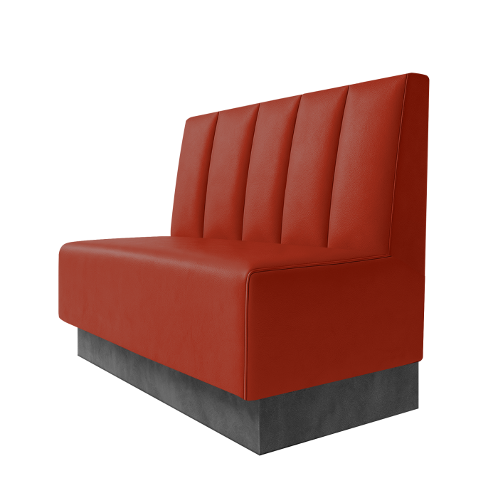 Schmidt | Gastrobank | B:H 100 x 100 cm | Rot | Tief Gestreift | Leder | Fußleiste Grau