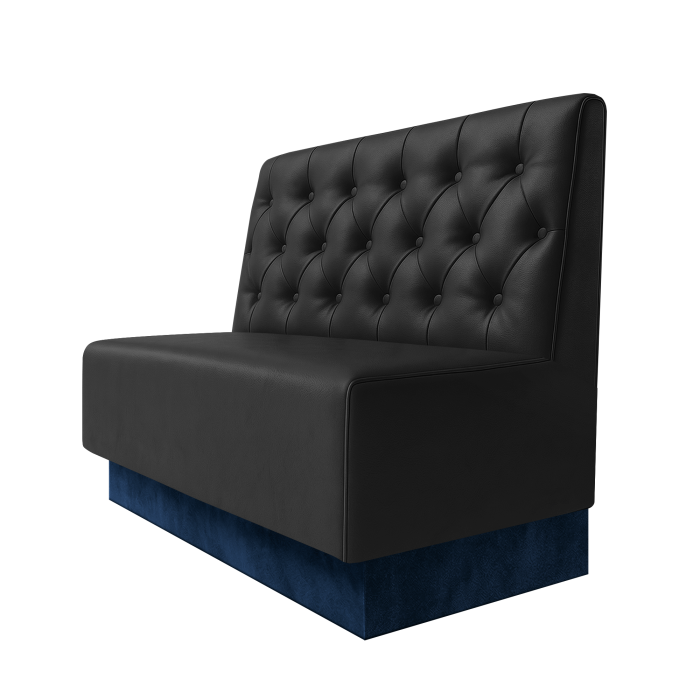 Schmidt | Gastrobank | B:H 100 x 100 cm | Schwarz | Chesterfield | Leder | Fußleiste Blau