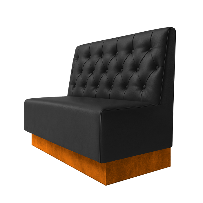Schmidt | Gastrobank | B:H 100 x 100 cm | Schwarz | Chesterfield | Leder | Fußleiste Orange