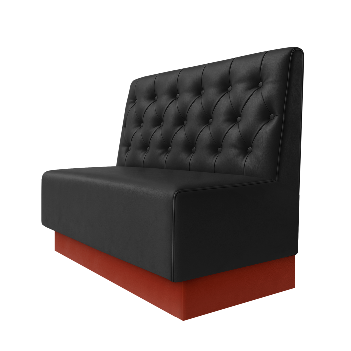 Schmidt | Gastrobank | B:H 100 x 100 cm | Schwarz | Chesterfield | Leder | Fußleiste Rot
