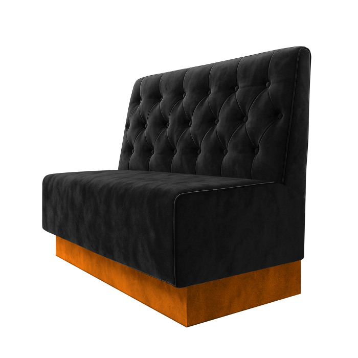 Schmidt | Gastrobank | B:H 100 x 100 cm | Schwarz | Chesterfield | Samt | Fußleiste Orange