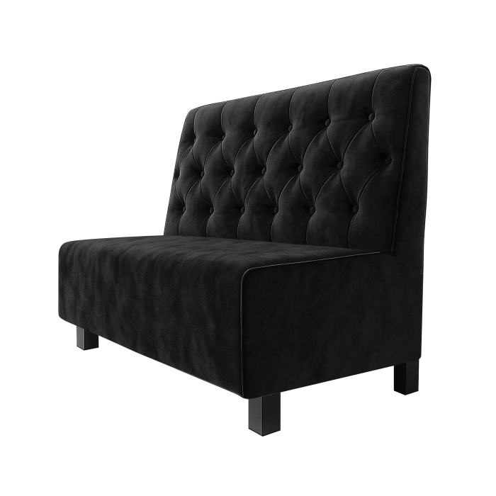 Schmidt | Gastrobank | B:H 100 x 100 cm | Schwarz | Chesterfield | Samt | Möbelfuß Schwarz