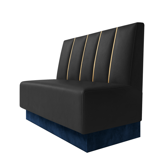 Schmidt | Gastrobank | B:H 100 x 100 cm | Schwarz | Dubai | Leder | Fußleiste Blau