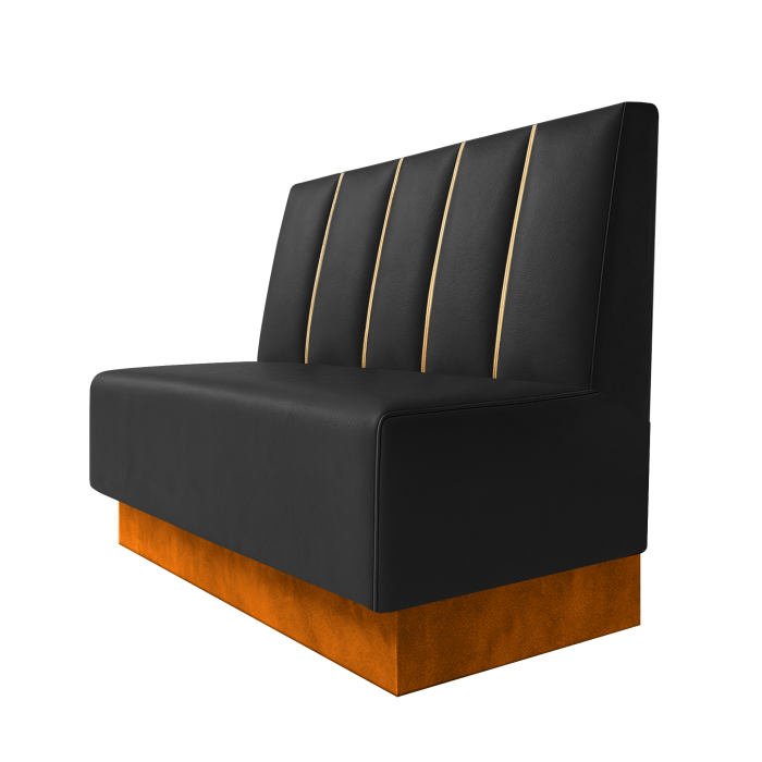 Schmidt | Gastrobank | B:H 100 x 100 cm | Schwarz | Dubai | Leder | Fußleiste Orange