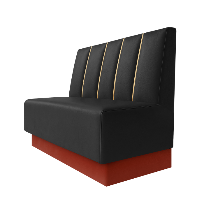 Schmidt | Gastrobank | B:H 100 x 100 cm | Schwarz | Dubai | Leder | Fußleiste Rot