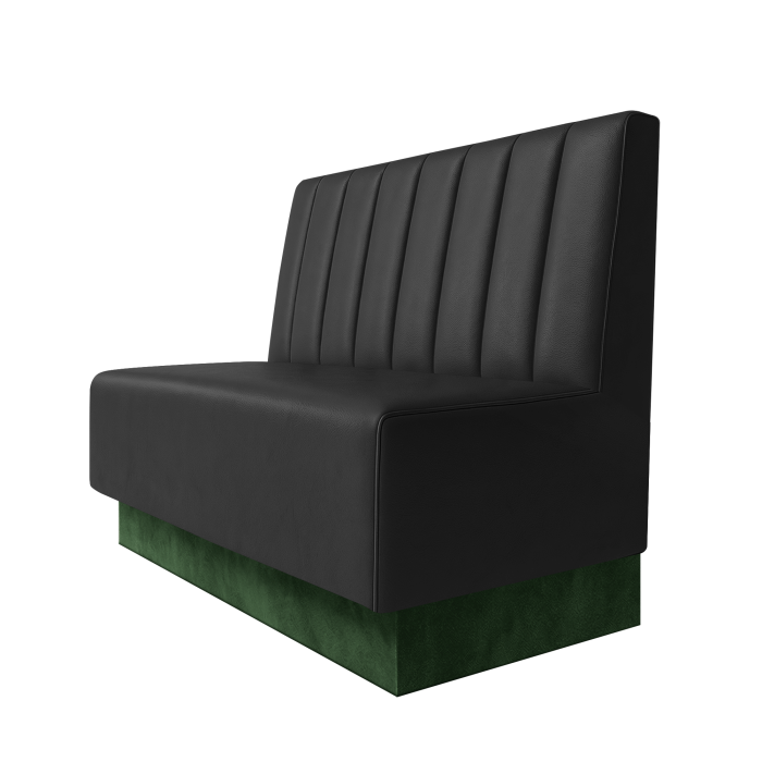 Schmidt | Gastrobank | B:H 100 x 100 cm | Schwarz | Gestreift 12cm | Leder | Fußleiste Grün