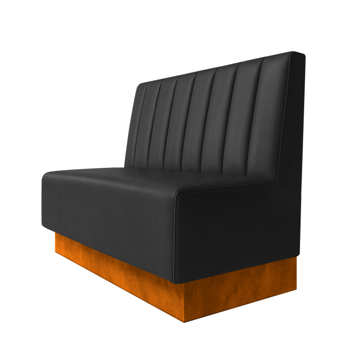 Schmidt | Gastrobank | B:H 100 x 100 cm | Schwarz | Gestreift 12cm | Leder | Fußleiste Orange