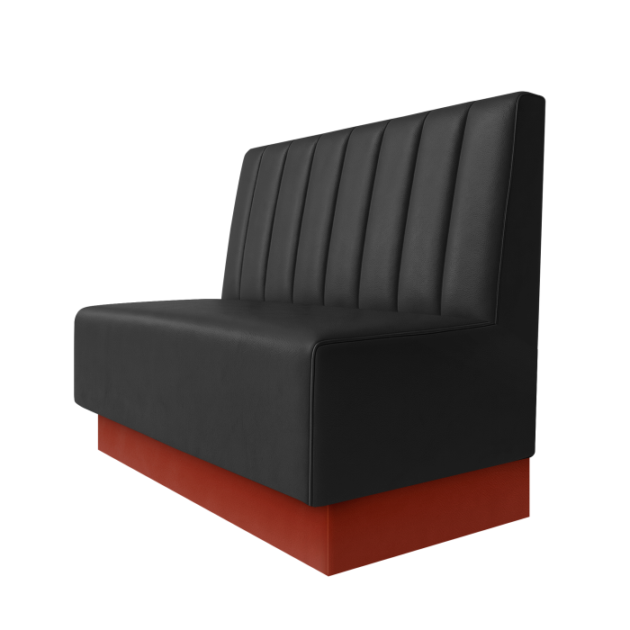 Schmidt | Gastrobank | B:H 100 x 100 cm | Schwarz | Gestreift 12cm | Leder | Fußleiste Rot