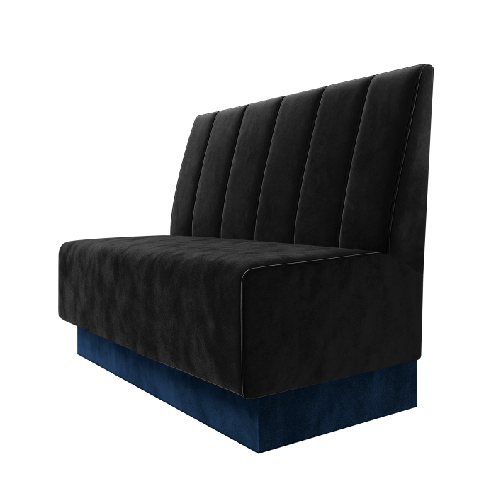 Schmidt | Gastrobank | B:H 100 x 100 cm | Schwarz | Gestreift Doppelnahnt 24cm | Samt | Fußleiste Blau