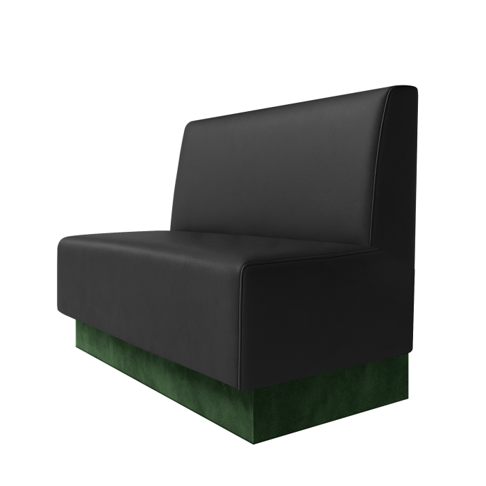 Schmidt | Gastrobank | B:H 100 x 100 cm | Schwarz | Glatt | Leder | Fußleiste Grün