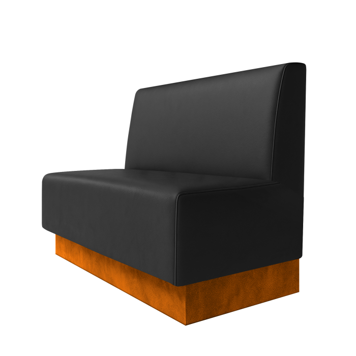 Schmidt | Gastrobank | B:H 100 x 100 cm | Schwarz | Glatt | Leder | Fußleiste Orange