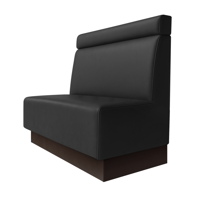 Schmidt | Gastrobank | B:H 100 x 100 cm | Schwarz | Glatt + Kopfteil | Leder | Fußleiste Braun