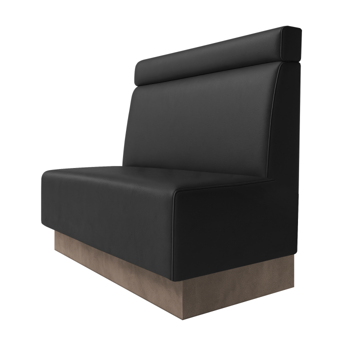 Schmidt | Gastrobank | B:H 100 x 100 cm | Schwarz | Glatt + Kopfteil | Leder | Fußleiste Taupe