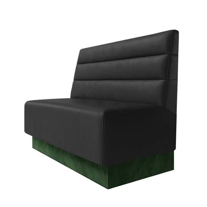 Schmidt | Gastrobank | B:H 100 x 100 cm | Schwarz | Horizontal Gestreift | Leder | Fußleiste Grün