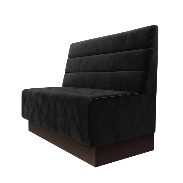 Schmidt | Gastrobank | B:H 100 x 100 cm | Schwarz | Horizontal Gestreift | Samt | Fußleiste Braun