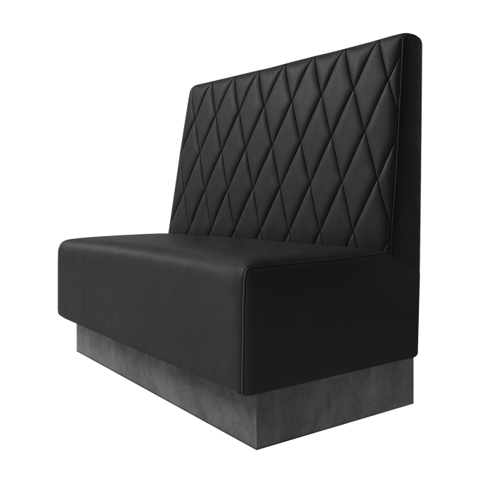 Schmidt | Gastrobank | B:H 100 x 100 cm | Schwarz | Raute | Leder | Fußleiste Grau