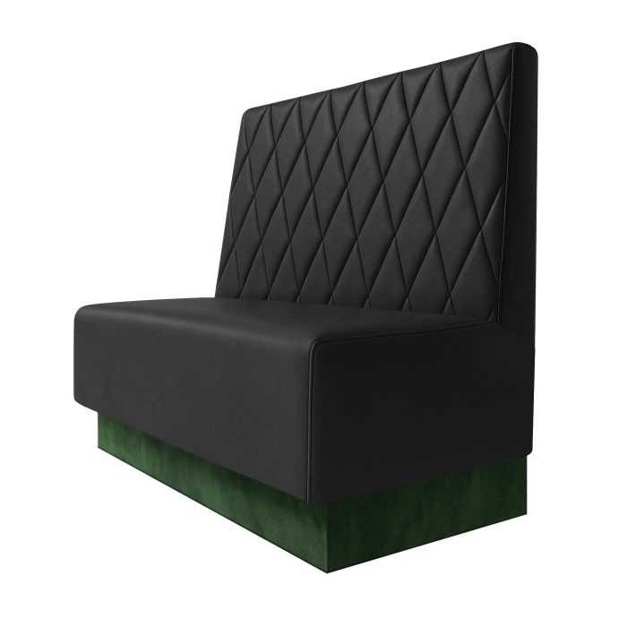 Schmidt | Gastrobank | B:H 100 x 100 cm | Schwarz | Raute | Leder | Fußleiste Grün