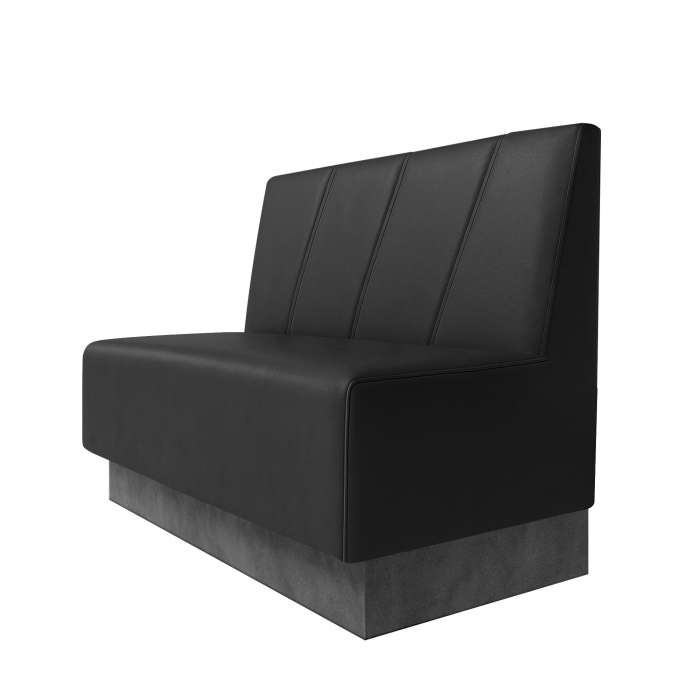Schmidt | Gastrobank | B:H 100 x 100 cm | Schwarz | Schräg Gestreift | Leder | Fußleiste Grau