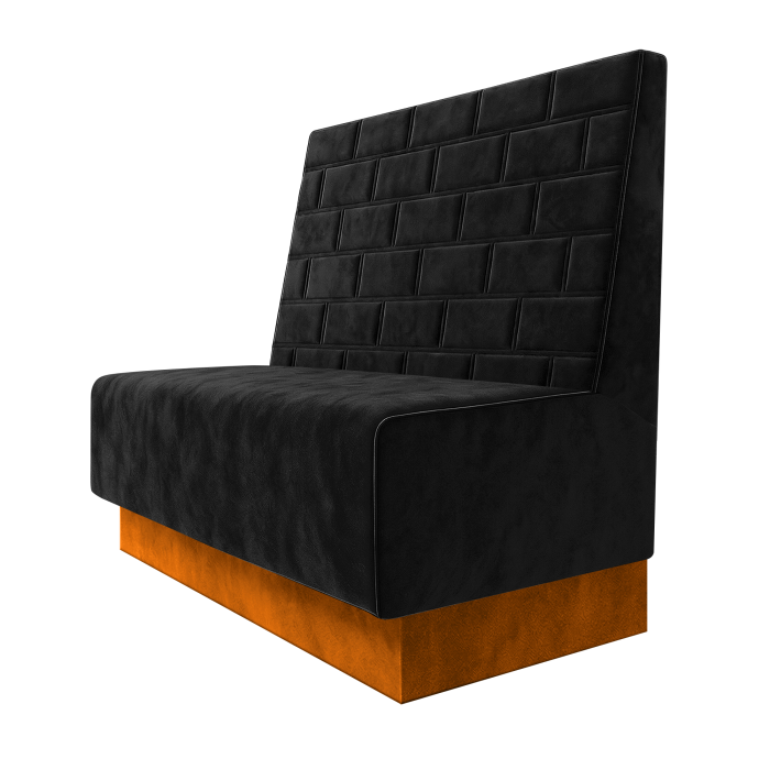 Schmidt | Gastrobank | B:H 100 x 100 cm | Schwarz | Stein | Samt | Fußleiste Orange