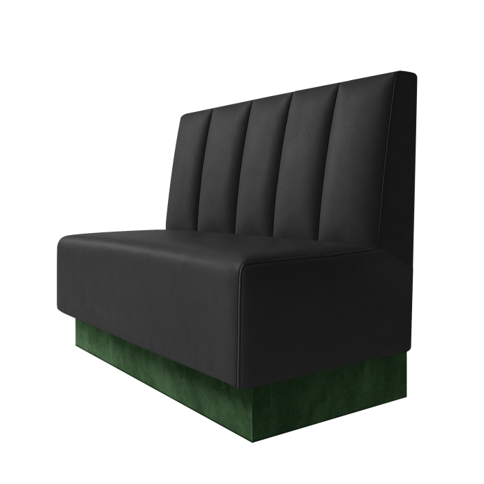 Schmidt | Gastrobank | B:H 100 x 100 cm | Schwarz | Tief Gestreift | Leder | Fußleiste Grün