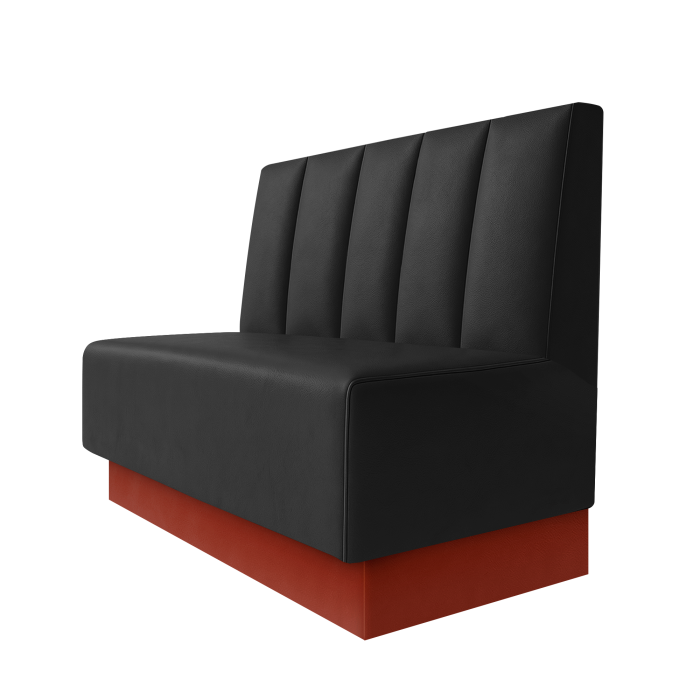Schmidt | Gastrobank | B:H 100 x 100 cm | Schwarz | Tief Gestreift | Leder | Fußleiste Rot