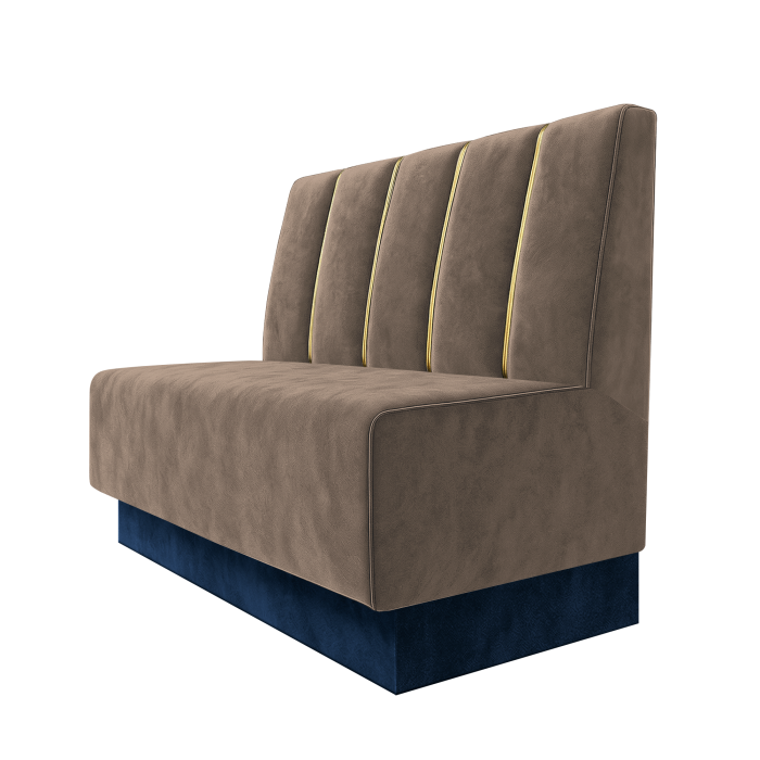 Schmidt | Gastrobank | B:H 100 x 100 cm | Taupe | Dubai | Samt | Fußleiste Blau