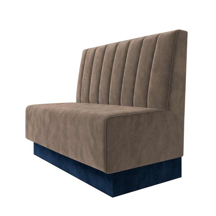 Schmidt | Gastrobank | B:H 100 x 100 cm | Taupe | Gestreift 12cm | Samt | Fußleiste Blau