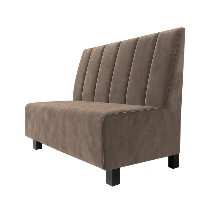Schmidt | Gastrobank | B:H 100 x 100 cm | Taupe | Gestreift Doppelnahnt 24cm | Samt | Möbelfuß Schwarz