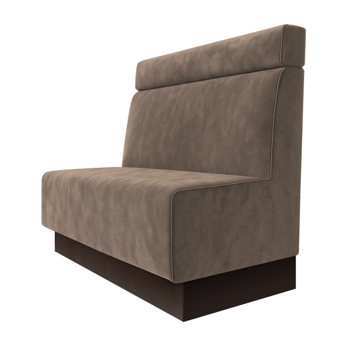 Schmidt | Gastrobank | B:H 100 x 100 cm | Taupe | Glatt + Kopfteil | Samt | Fußleiste Braun