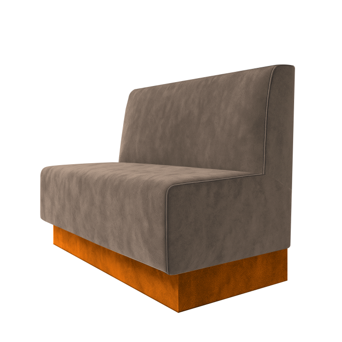 Schmidt | Gastrobank | B:H 100 x 100 cm | Taupe | Glatt | Samt | Fußleiste Orange