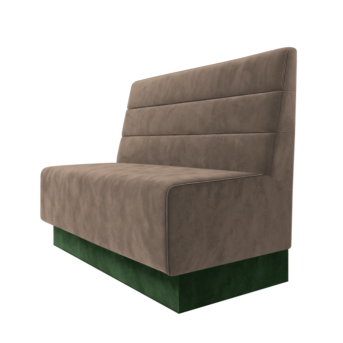 Schmidt | Gastrobank | B:H 100 x 100 cm | Taupe | Horizontal Gestreift | Samt | Fußleiste Grün