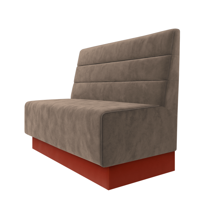 Schmidt | Gastrobank | B:H 100 x 100 cm | Taupe | Horizontal Gestreift | Samt | Fußleiste Rot