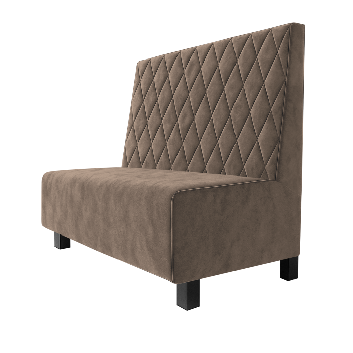 Schmidt | Gastrobank | B:H 100 x 100 cm | Taupe | Raute | Samt | Möbelfuß Schwarz