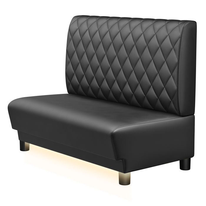 TATJANA | Gastro Lounge Bank | B:H 100 x 94 cm | Schwarz | Raute | Leder | LED