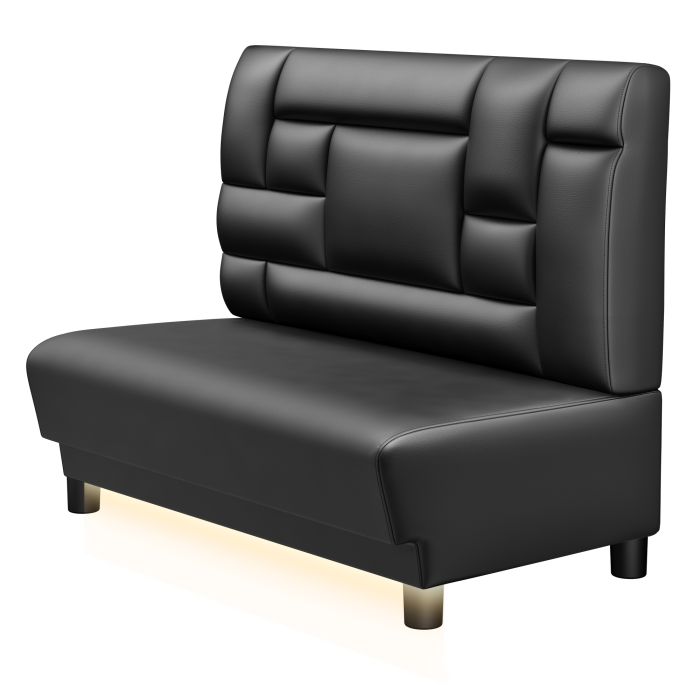 TATJANA | Gastro Lounge Bank | B:H 100 x 94 cm | Schwarz | Tetris Design | Leder | LED