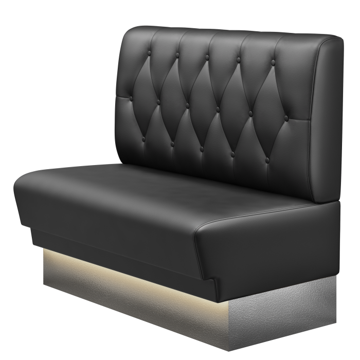TATJANA | Gastrobank | B:H 100 x 103 cm | Schwarz | Chesterfield Raute | Leder | LED