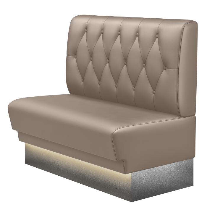 TATJANA | Gastrobank | B:H 100 x 103 cm | Taupe | Chesterfield Raute | Leder | LED
