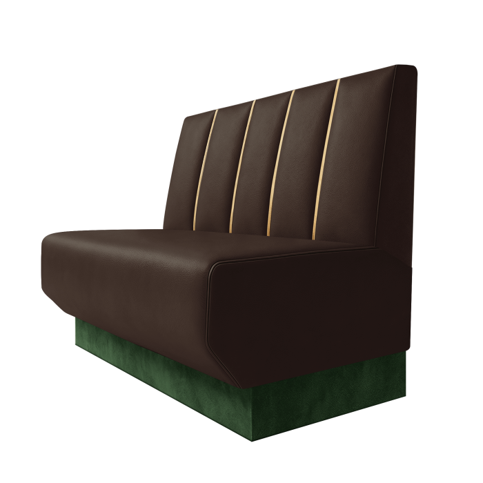 Wagner | Gastrobank | B:H 100 x 100 cm | Braun | Dubai | Leder | Fußleiste Grün