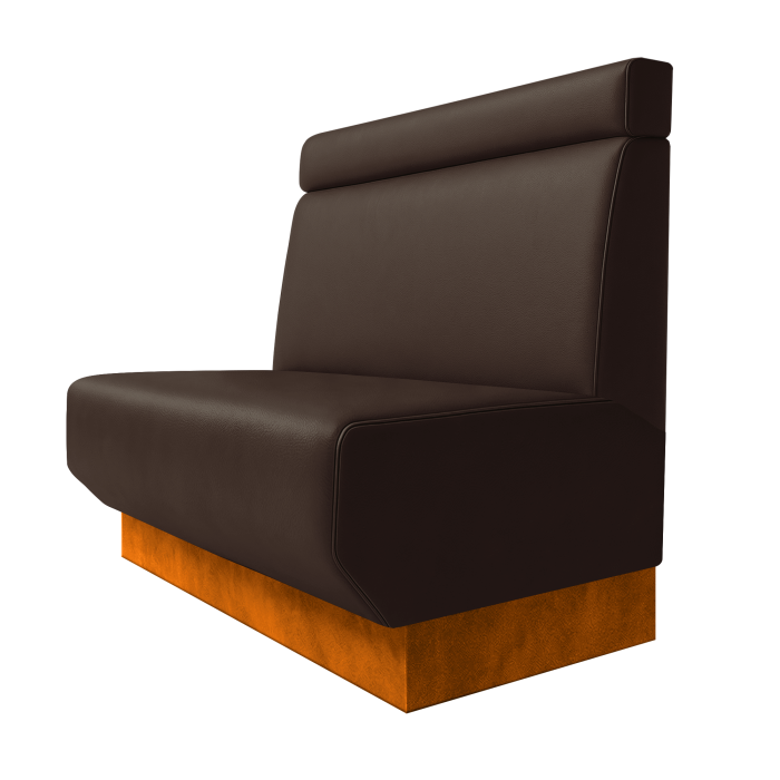 Wagner | Gastrobank | B:H 100 x 100 cm | Braun | Glatt + Kopfteil | Leder | Fußleiste Orange