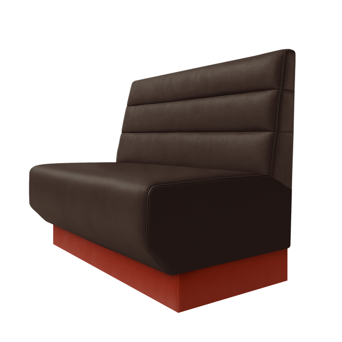 Wagner | Gastrobank | B:H 100 x 100 cm | Braun | Horizontal Gestreift | Leder | Fußleiste Rot
